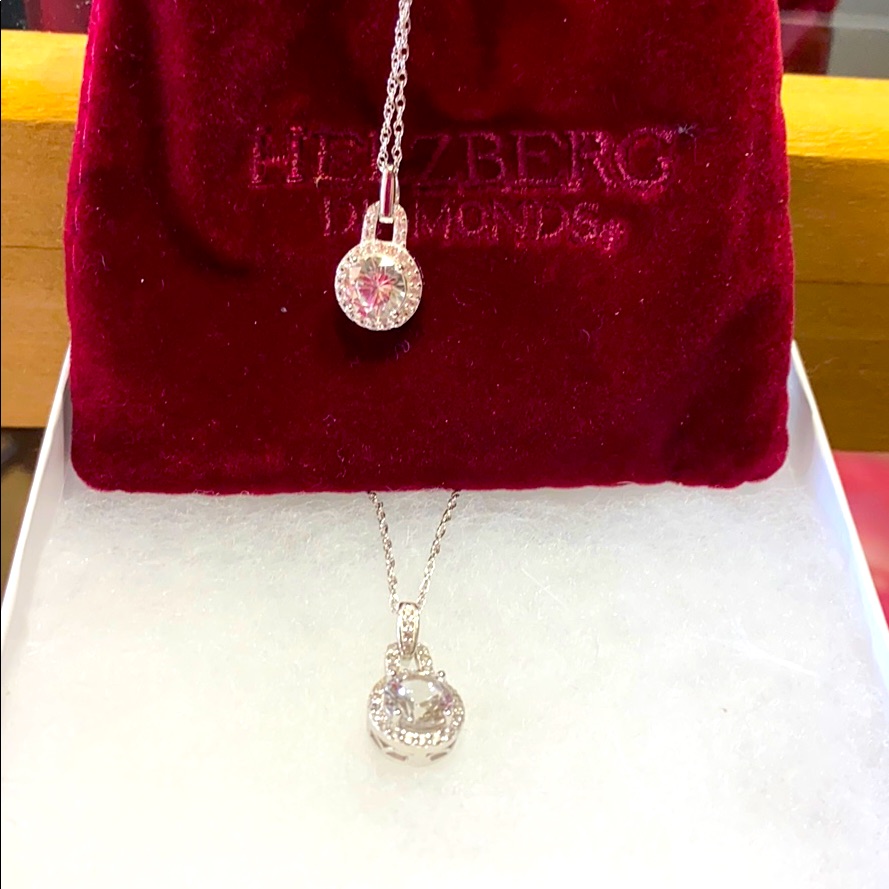 Lot Of 2 Ster Silver Wh Topaz Helzberg Necklaces 90$